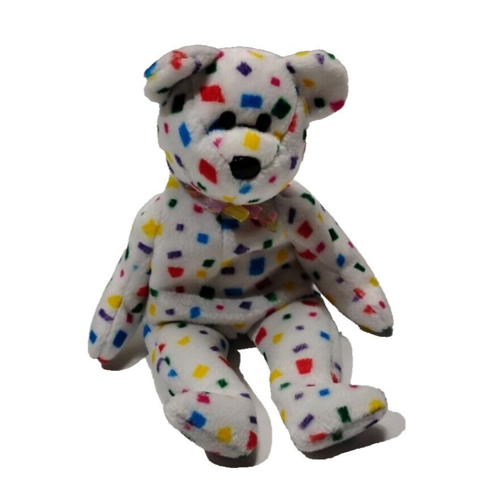 Ty 2K Millennium 1999 Confetti Beanie Baby Vintage/Retired Plush Bear